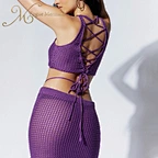 purple 2 piece crochet set
